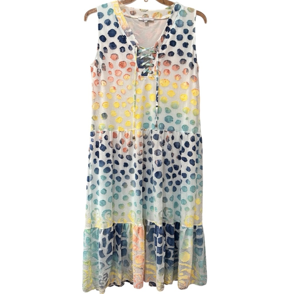 Lightweight sleeveless dress with ombre dot pattern, size XL